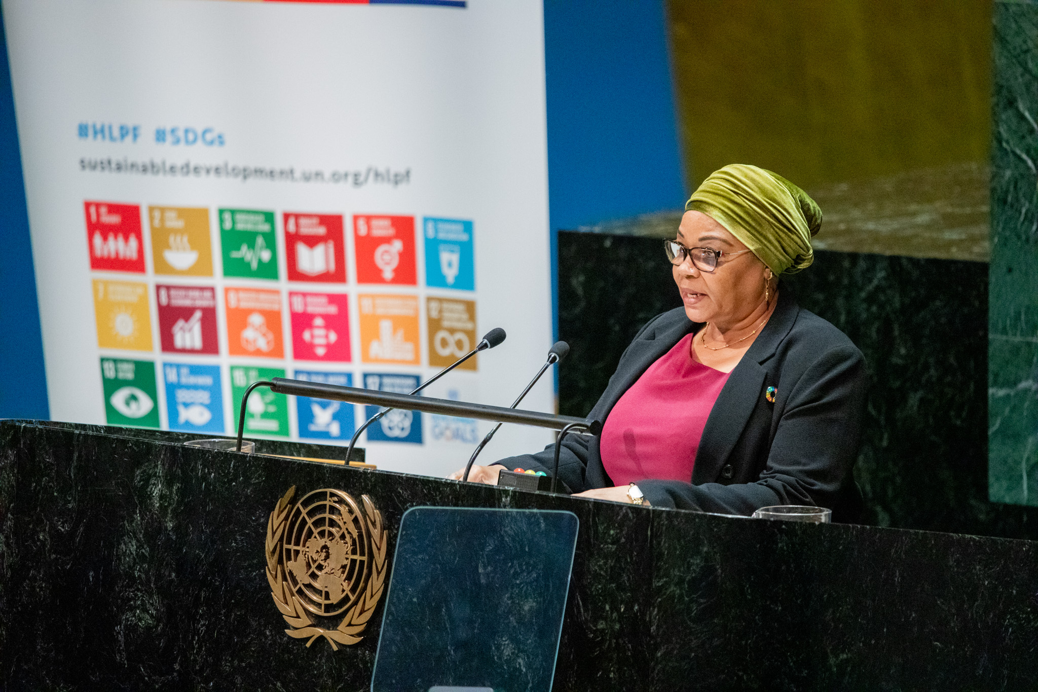 PS-Ministry of Finance, Dr. Natu El-maamry Mwamba, addressing the High Political Forum of the United Nations on behalf of the African Union, Tanzania holds the Chairmanship for the year 2023.